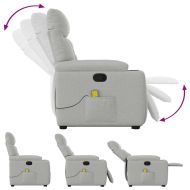 Изправящ масажен реклайнер стол, облачно сив, текстил