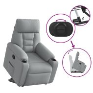 Изправящ реклайнер стол, светлосив, текстил