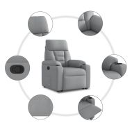 Изправящ реклайнер стол, светлосив, текстил