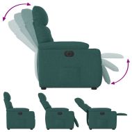 Електрически изправящ реклайнер стол, тъмнозелен, текстил