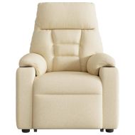 Електрически изправящ масажен реклайнер стол кремав текстил