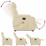 Електрически изправящ масажен реклайнер стол кремав текстил