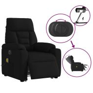 Електрически изправящ масажен реклайнер стол черен текстил