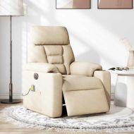Електрически масажен реклайнер стол, кремав, текстил