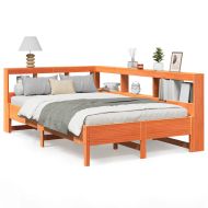 Легло с етажерка за книги, без матрак, 120x190 см, бор масив