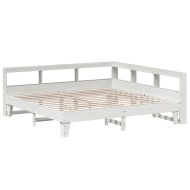 Легло с етажерка за книги, без матрак, 200x200 см, бор масив