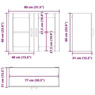 Кухненски стенен шкаф със стъклена врата Lucca старо дърво