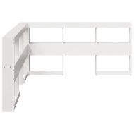 Табла за книги с L-образна, бяла, 150 см, масивно дърво бор