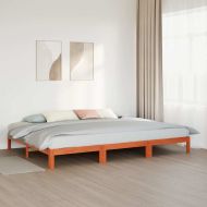 Семейна рамка за легло без матрак Восъчно кафяво дървесина Бор