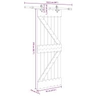 Плъзгаща врата с монтажни части, 70x210 см, борово дърво масив