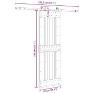 Плъзгаща врата с монтажни части, 70x210 см, борово дърво масив
