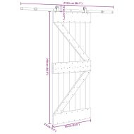 Плъзгаща врата с монтажни части, 85x210 см, борово дърво масив