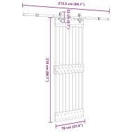 Плъзгаща врата с монтажни части, 70x210 см, борово дърво масив