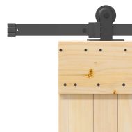 Плъзгаща врата с монтажни части, 95x210 см, борово дърво масив