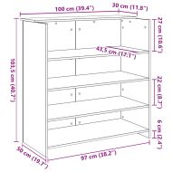 Приемно бюро, сив сонома, 100x50x103,5 см, инженерно дърво
