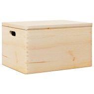 Дървена кутия с капак и дръжки 40x30x23cm масивна дървесина бор