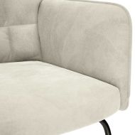 Люлеещ се стол с табуретка, кремав кадифен