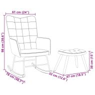 Люлеещ се стол с табуретка, кремав кадифен