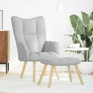 Релаксиращ стол с табуретка за крака Cloud Grey Fabric