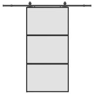 Плъзгаща се врата с комплект обков Черно 102,5x205 cm