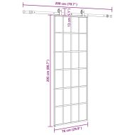Плъзгаща се врата с обков черна 76x205 см ESG стъкло