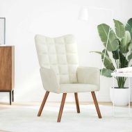 Релакс стол, кремав, кадифе