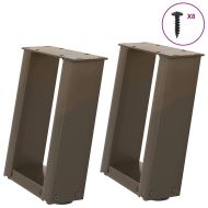 Крака за масичка за кафе, U-образни, 2 бр., естествена стомана, 30 x (30-31) см, стомана