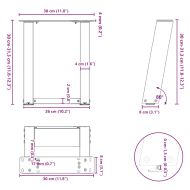 Крака за масичка за кафе, U-образни, 2 бр., естествена стомана, 30 x (30-31) см, стомана