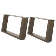 Крака за масичка за кафе, U-образни, 2 бр., естествена стомана, 60 x (30-31) см, стомана