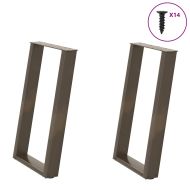 Крака за трапезна маса, U-образни, 2 бр., естествена стомана, 60 x (72-73) см, стомана