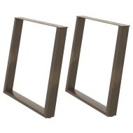 Крака за трапезна маса, U-образни, 2 бр., естествена стомана, 90 x (72-73) см, стомана