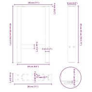 Крака за масичка за кафе, бели, 2 бр., 28 x (42-43) см, стомана