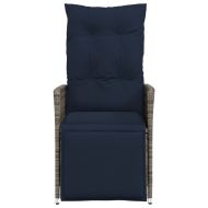 Градински столове с регулируема облегалка, 2 бр., с възглавници, сиви, полиратан