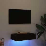 ТВ шкаф с LED осветление, черен дъб, 60x35x15,5 см