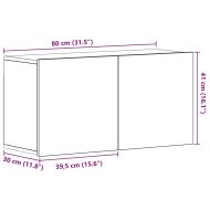 ТВ шкаф, черен дъб, 80x30x41 см, инженерно дърво