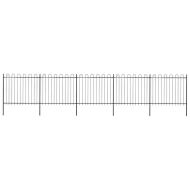 Градинска ограда с обръч връх, стомана, 892,5x150 см, черна