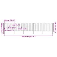 Градинска ограда с обръч връх, стомана, 892,5x150 см, черна