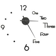 3D стенен часовник, модерен дизайн, черен, 100 см, XXL