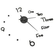 3D стенен часовник, модерен дизайн, черен, 100 см, XXL