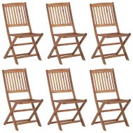Сгъваеми градински столове, 6 бр, с възглавници, акация масив