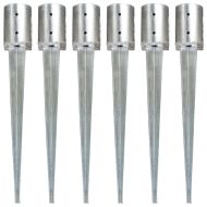 Заземителни колове 6 бр сребристи 10x76 см поцинкована стомана