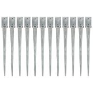 Заземителни колове 12 бр сребристи 9x9x90см поцинкована стомана