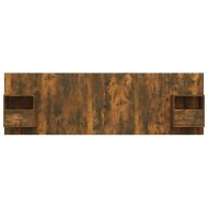 Горна табла за легло с шкафчета, опушен дъб, инженерно дърво