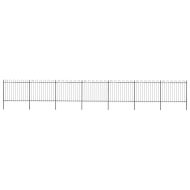 Градинска ограда с обръч връх, стомана, 1248x150 см, черна