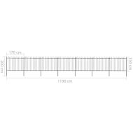 Градинска ограда с обръч връх, стомана, 1248x150 см, черна