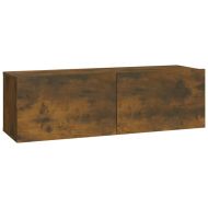 Комплект ТВ шкафове от 4 части, опушен дъб, инженерно дърво