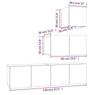 Комплект ТВ шкафове от 4 части, опушен дъб, инженерно дърво