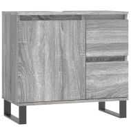 Комплект мебели за баня от 3 части сив сонома инженерно дърво