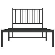 Метална рамка за легло с горна табла, черна, 90x200 см