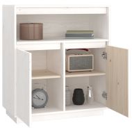 Сайдборд, бял, 70x34x80 см, бор масив